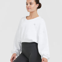 All Day Lightweight Oversized V-Neck Sweatshirt | White