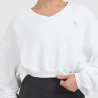 All Day Lightweight Oversized V-Neck Sweatshirt | White
