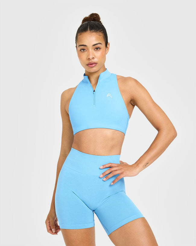 EasyLiftâ„¢ Zip High Neck Sports Bra | Arctic Blue