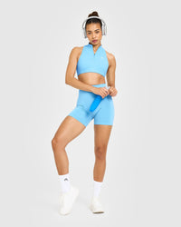 EasyLiftâ„¢ Zip High Neck Sports Bra | Arctic Blue
