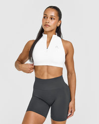 EasyLiftâ„¢ Zip High Neck Sports Bra | White