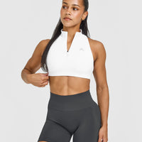 EasyLiftâ„¢ Zip High Neck Sports Bra | White