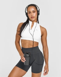 EasyLiftâ„¢ Zip High Neck Sports Bra | White