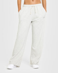 Raw Lounge Wide Leg Joggers | Light Grey Marl