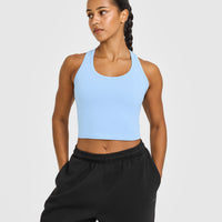 Cotton Fitted Mid Vest | Washed Powdered Blue