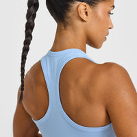 Cotton Fitted Mid Vest | Washed Powdered Blue