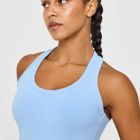Cotton Fitted Mid Vest | Washed Powdered Blue
