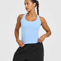Cotton Fitted Vest | Washed Powdered Blue