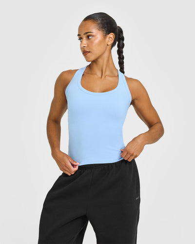 Cotton Fitted Vest | Washed Powdered Blue