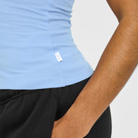 Cotton Fitted Vest | Washed Powdered Blue