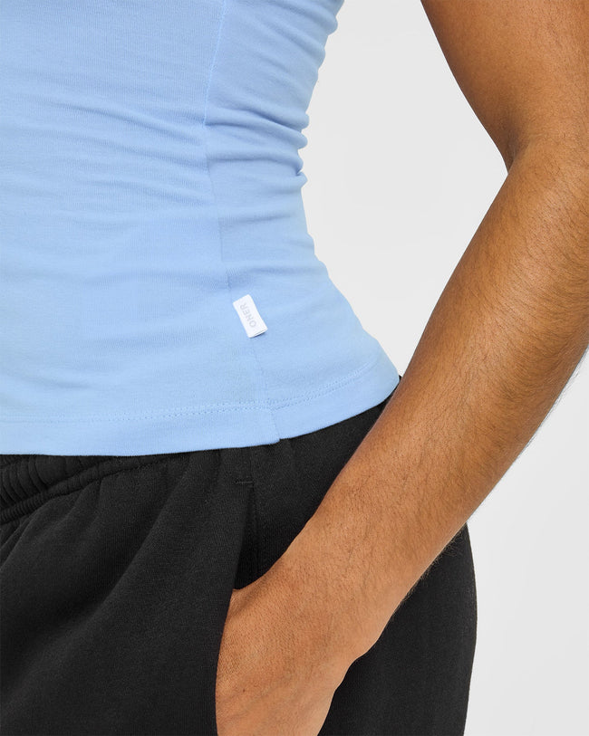 Cotton Fitted Vest | Washed Powdered Blue