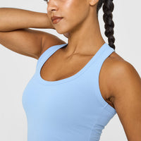 Cotton Fitted Vest | Washed Powdered Blue