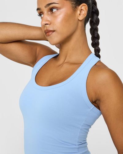 Cotton Fitted Vest | Washed Powdered Blue