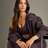 Mid Weight Relaxed Zip Through Hoodie | Umber Brown
