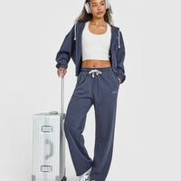 Raw Lounge Wide Leg Joggers | Washed True Blue