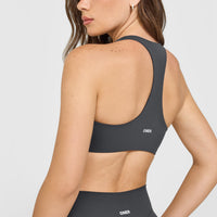 SoftMotion™ Bralette with White Logo | Coal