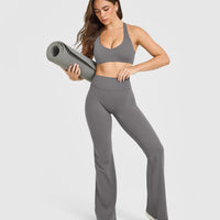 SoftMotionâ„¢ Flared Bottoms with White Logo | Ash Grey