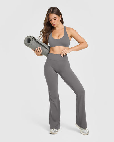 SoftMotionâ„¢ Flared Bottoms with White Logo | Ash Grey
