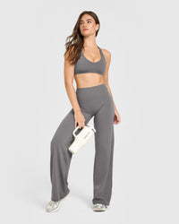 SoftMotion™ Straight Leg Bottoms with White Logo | Ash Grey