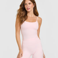 SoftMotion™ Strappy Mid Vest with Built in Bra Shelf with White Logo | Ballet Pink