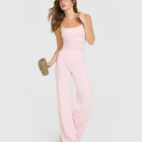 SoftMotion™ Strappy Mid Vest with Built in Bra Shelf with White Logo | Ballet Pink