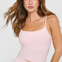SoftMotion™ Strappy Mid Vest with Built in Bra Shelf with White Logo | Ballet Pink