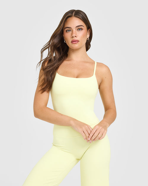 Oner Modal SoftMotionâ„¢ Strappy Mid Vest with Built in Bra Shelf | Pastel Yellow