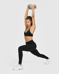 Timeless High Waisted Leggings with White Logo | Black