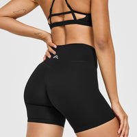 Timeless High Waisted Shorts with White Logo | Black