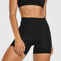 Timeless High Waisted Shorts with White Logo | Black