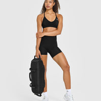 Timeless High Waisted Shorts with White Logo | Black