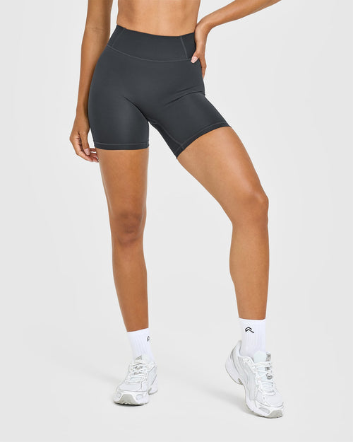 Oner Modal Timeless High Waisted Shorts with White Logo | Coal