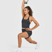 Timeless Square Neck Mid Vest with White Logo | Coal