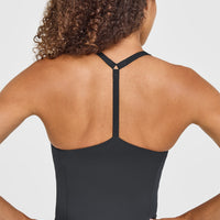 Timeless Square Neck Vest with White Logo | Coal