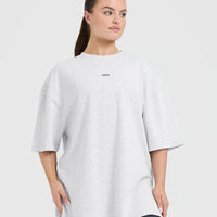 Classic Oner Graphic Longline T-Shirt | Light Grey Marl