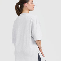Classic Oner Graphic Longline T-Shirt | Light Grey Marl
