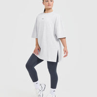 Classic Oner Graphic Longline T-Shirt | Light Grey Marl