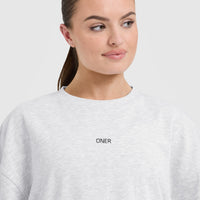Classic Oner Graphic Longline T-Shirt | Light Grey Marl