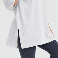 Classic Oner Graphic Longline T-Shirt | Light Grey Marl