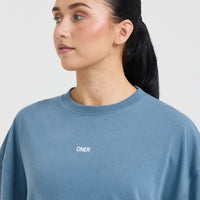 Classic Oner Graphic Longline T-Shirt | Moonstone Blue