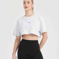 Classic Oner Graphic Crop Lightweight T-Shirt | Light Grey Marl