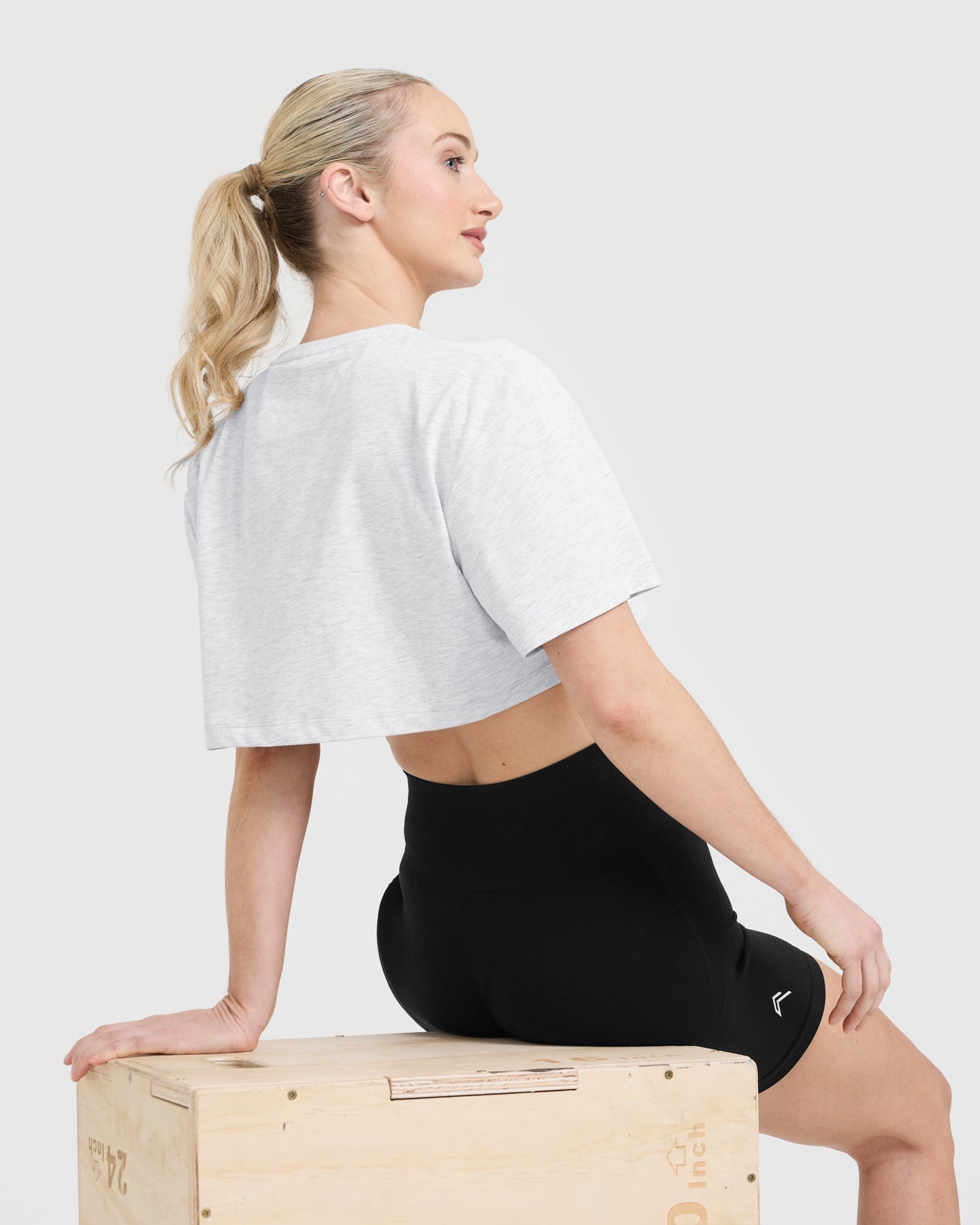 Classic Oner Graphic Crop Lightweight T-Shirt | Light Grey Marl