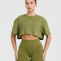 Classic Oner Graphic Crop Lightweight T-Shirt | Olive Green