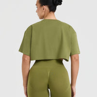 Classic Oner Graphic Crop Lightweight T-Shirt | Olive Green