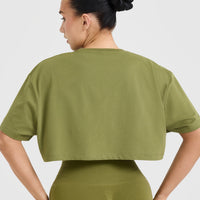 Classic Oner Graphic Crop Lightweight T-Shirt | Olive Green