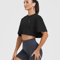 Classic Crop Lightweight T-Shirt | Black