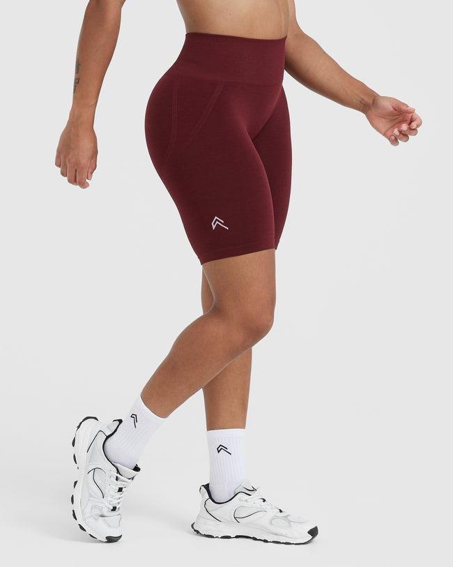 Effortless Seamless Cycling Shorts with White Logo | Rosewood