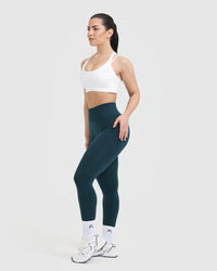 Effortless Seamless Layered Sports Bra with White Logo | White