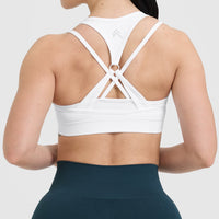 Effortless Seamless Layered Sports Bra with White Logo | White