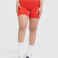 Effortless Seamless Shorts with White Logo | Charged Orange